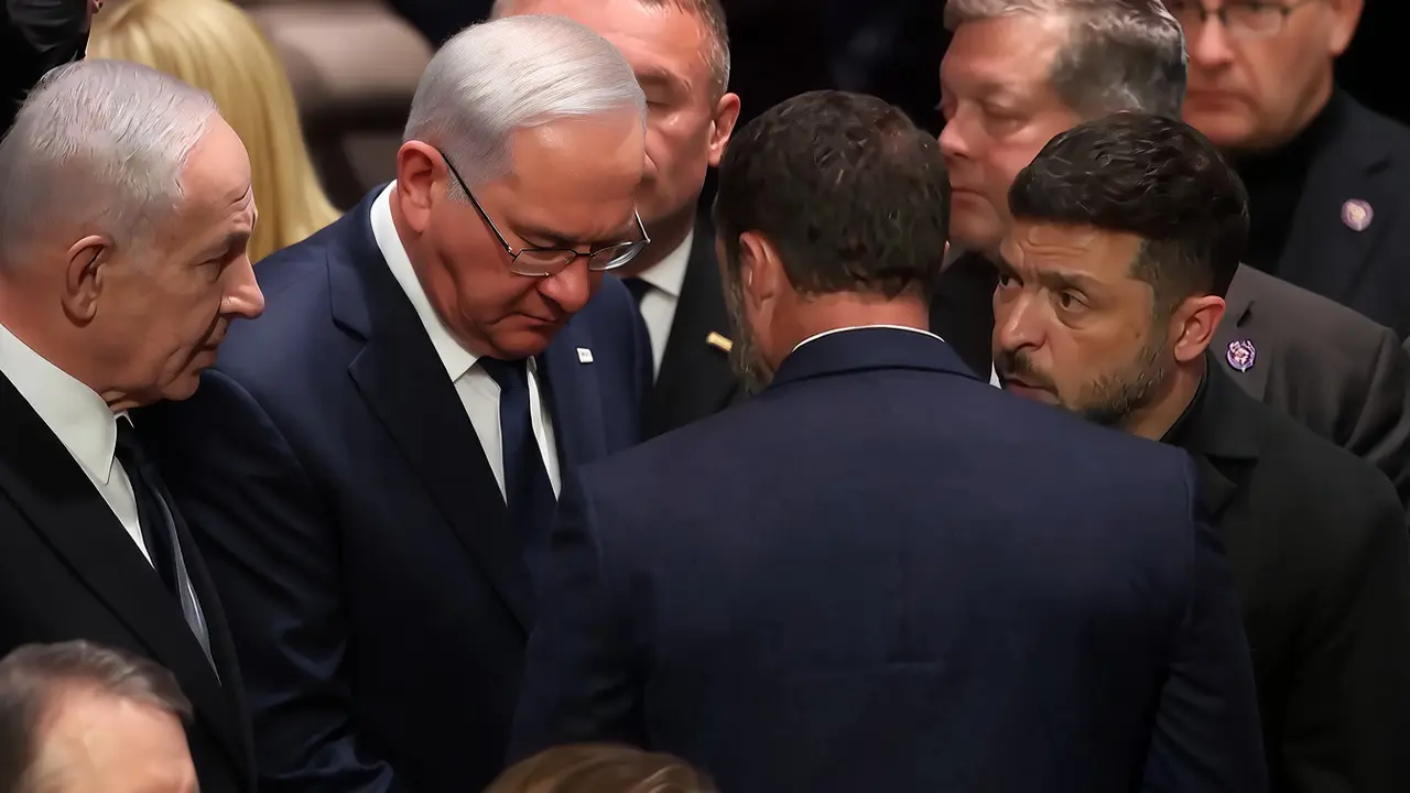 Zelenskyj a Netanjahu: První setkání po třech letech. Co se stalo na pohřbu?