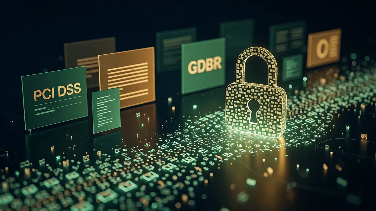 Konceptuální vizualizace DevSecOps štítu chránícího datový tok